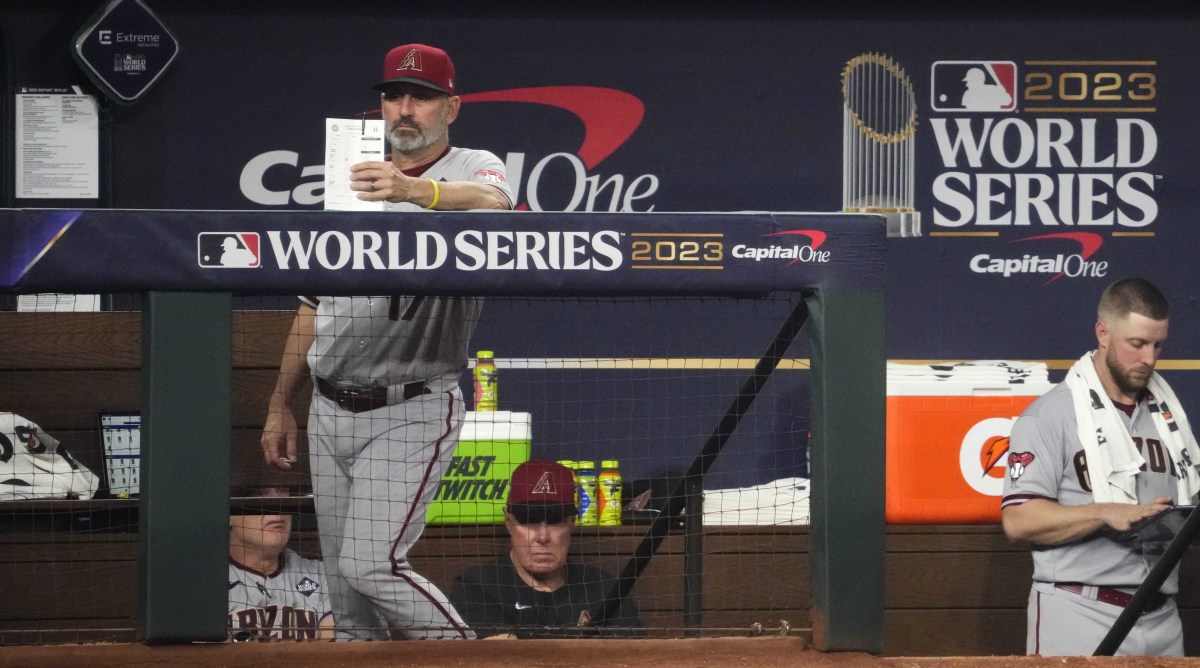 Torey Lovullo in the Arizona dugout.