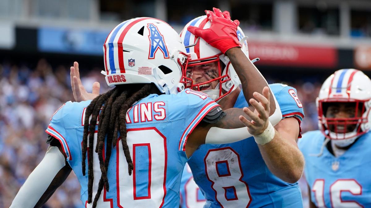 Titans rookie QB Will Levis tossed a pair of touchdowns to DeAndre Hopkins in his first regular-season action Sunday in Week 8.
