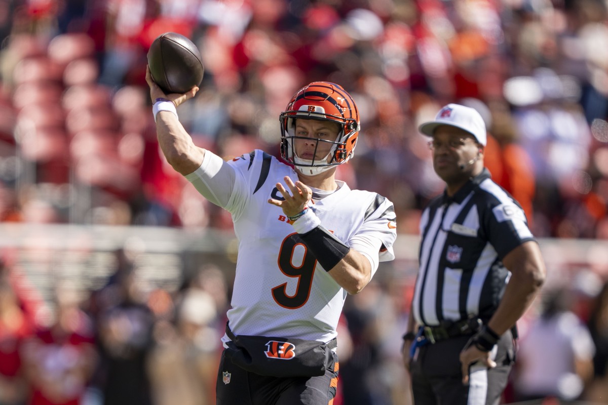 Bengals quarterback Joe Burrow was nearly perfect against the 49ers, completing 28-of-32 passes for 283 yards and three touchdowns in Week 8.