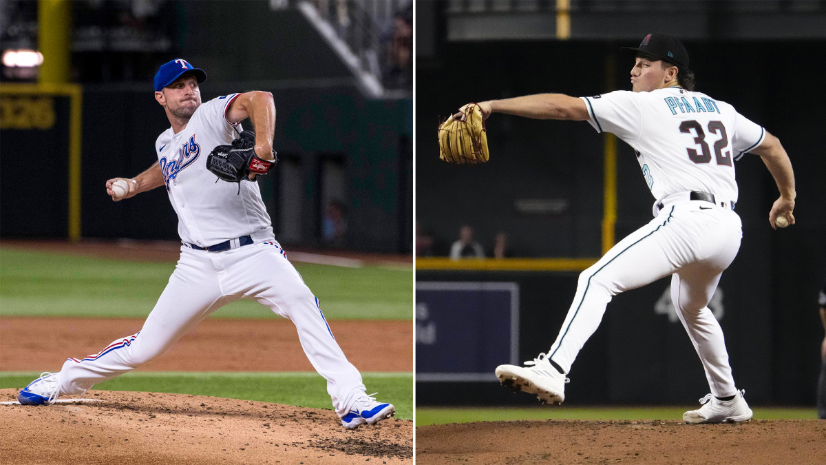 Max Scherzer on the left, Brandon Pfaadt on the right.