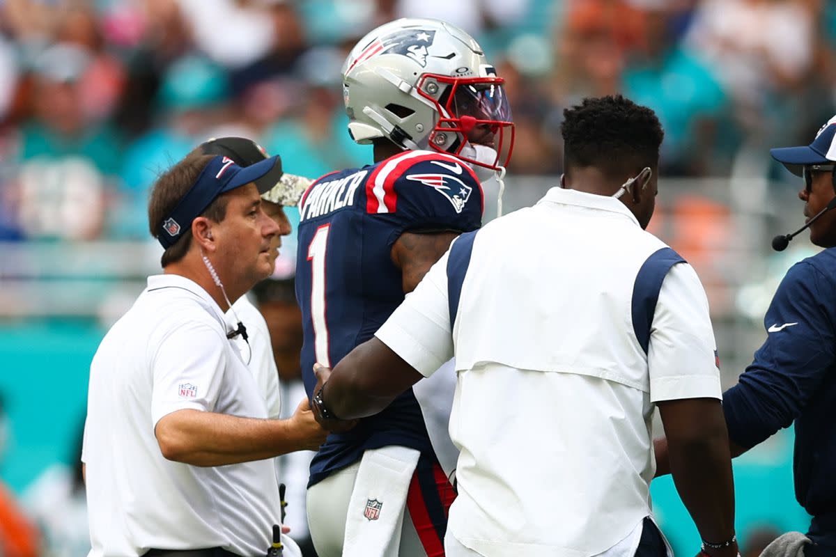 DeVante Parker's injury was just one of many suffered by the Patriots in Sunday's loss in Miami.