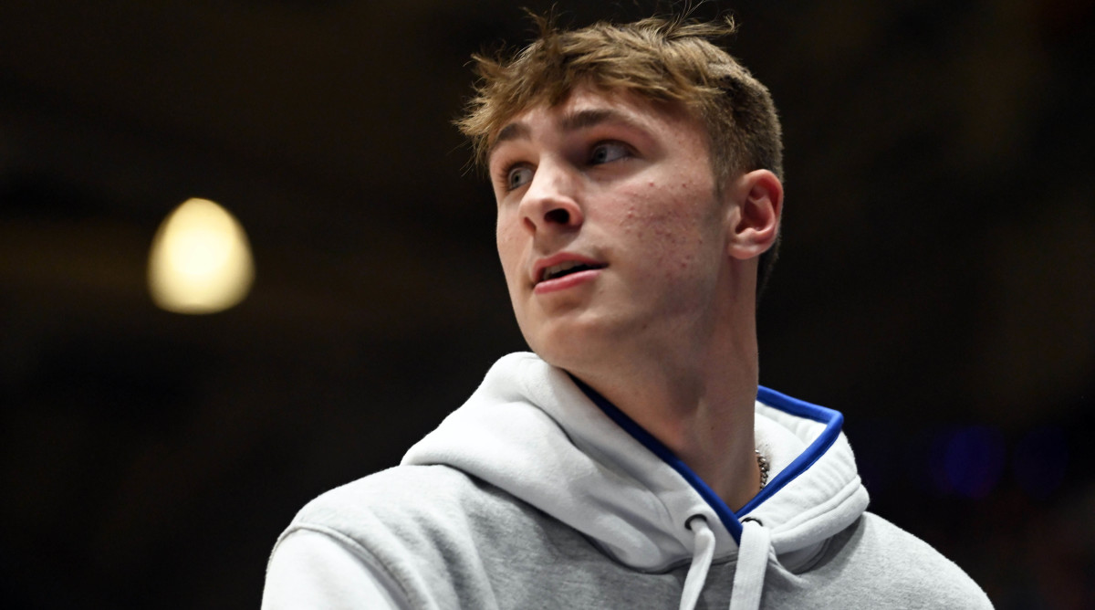 Cooper Flagg at a high school basketball game.