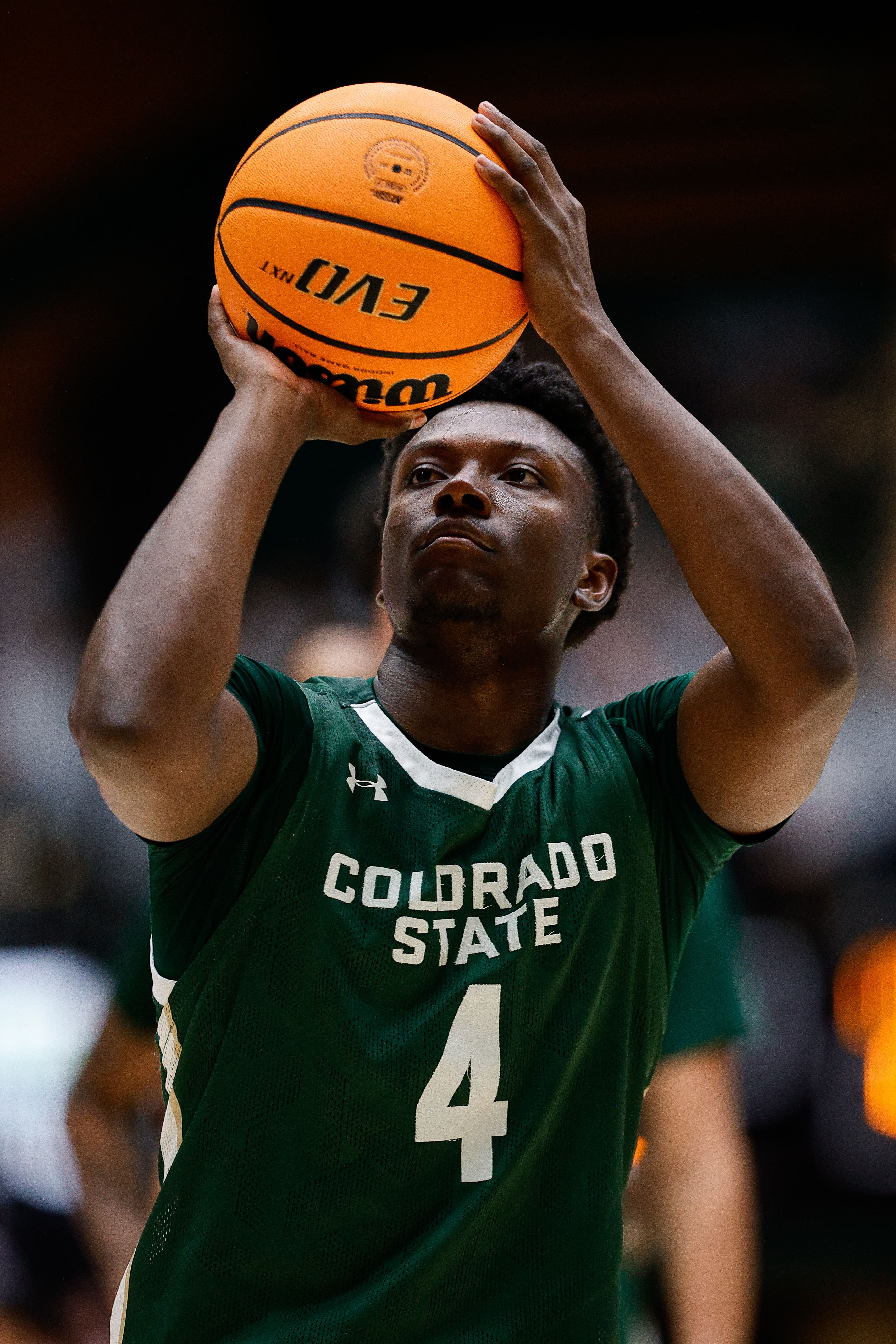 Colorado State Rams guard Isaiah Stevens (4) attempts a free throw in the second half against the New Mexico Lobos at Moby Arena.