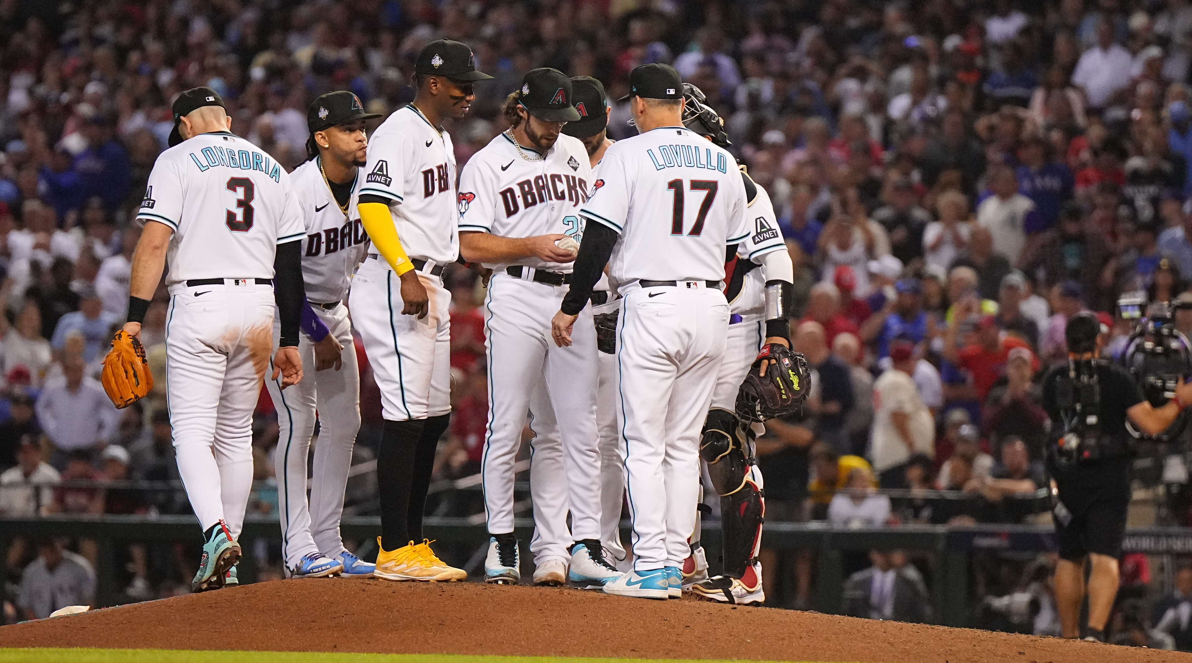 Diamondbacks pitcher Zac Gallen is removed from Game 5 of the World Series.