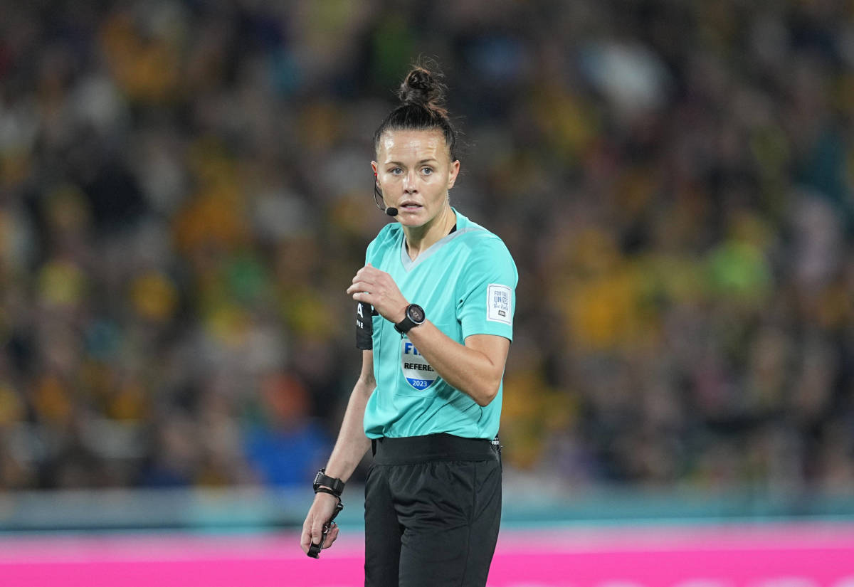English referee Rebecca Welch pictured during a game between Australia and Denmark at the 2023 FIFA Women's World Cup