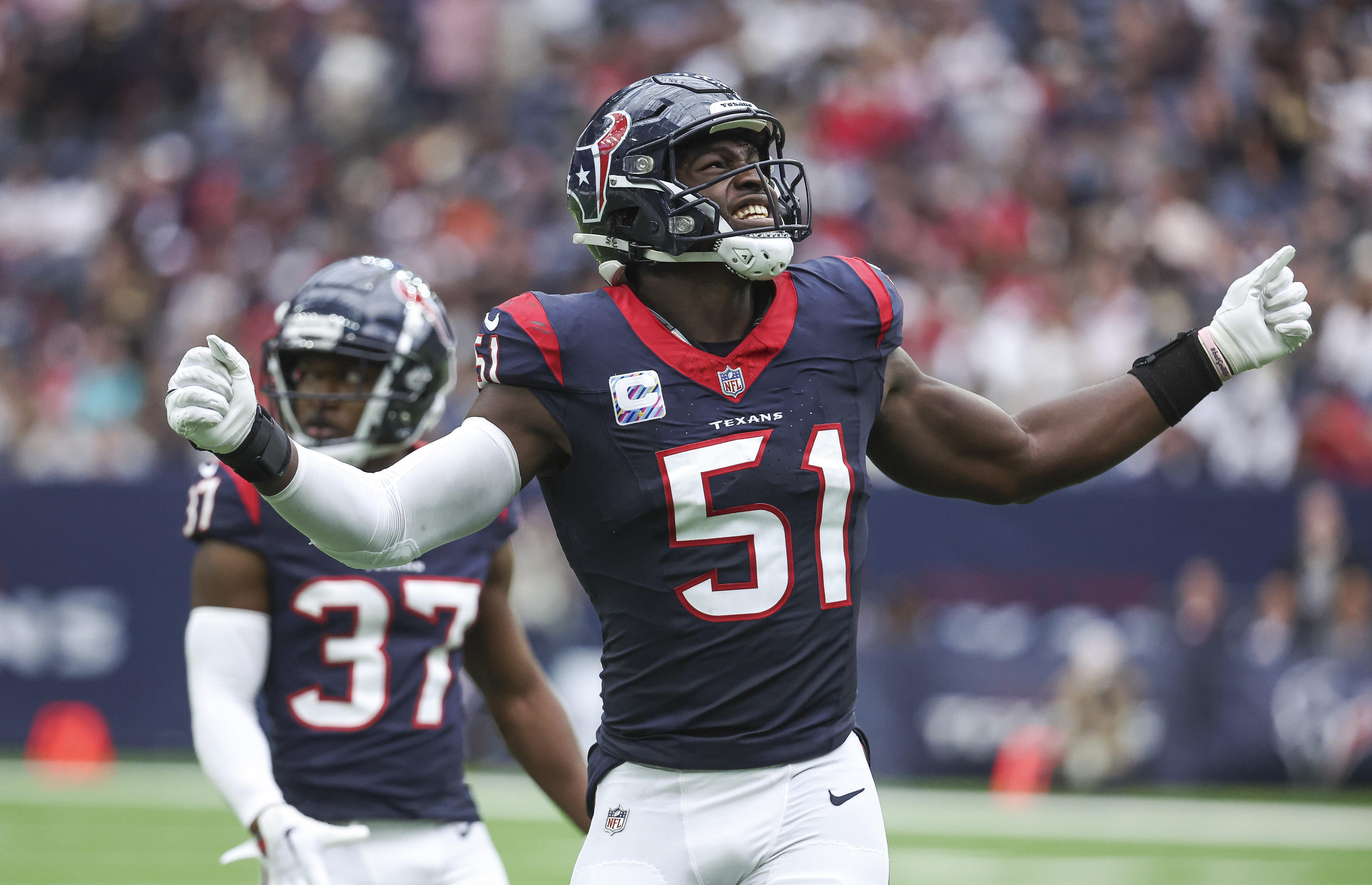 Will Anderson Jr. and the Houston Texans will wear their Deep Steel Blue jerseys in Week 9. 