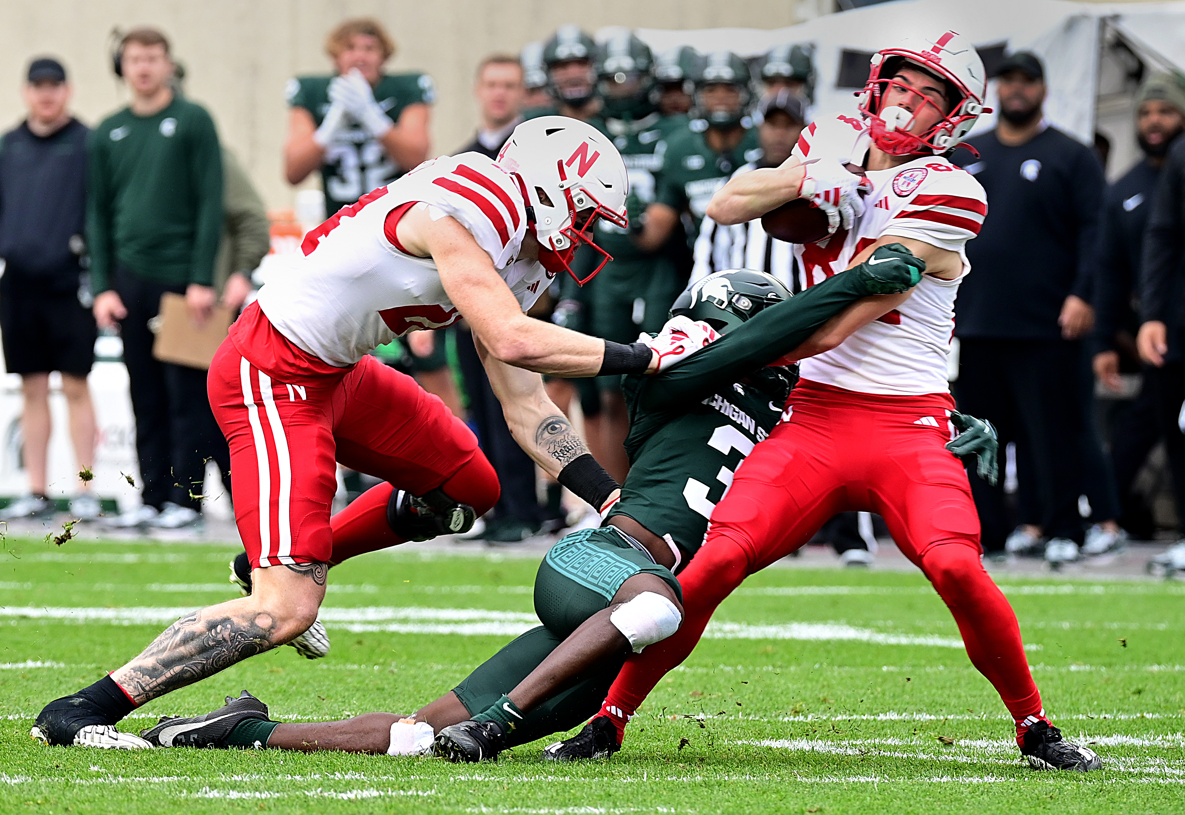 NU vs. MSU 2023 - Caleb Coley tackles Alex Bullock