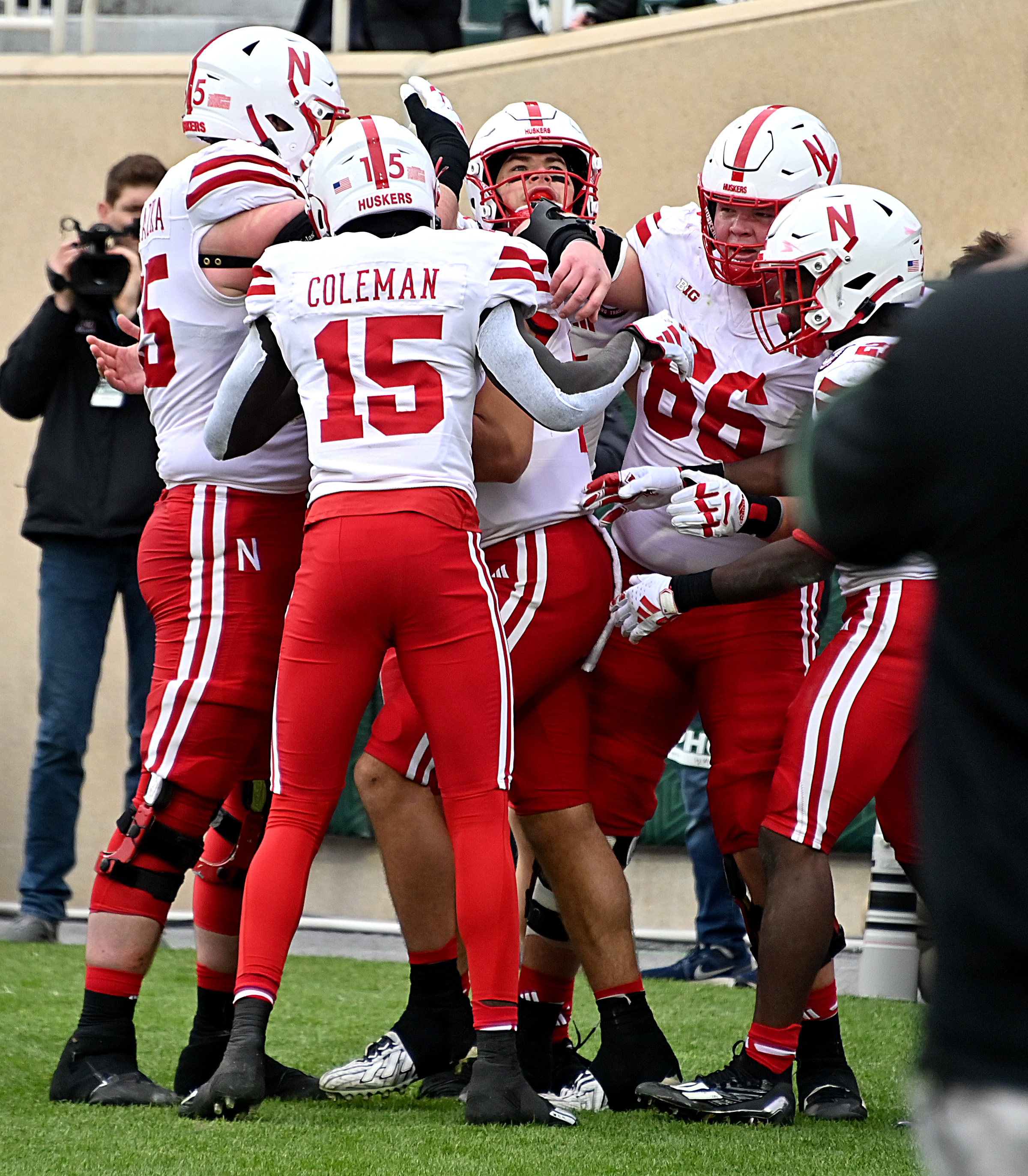 NU vs. MSU 2023 - Huskers celebrate touchdown