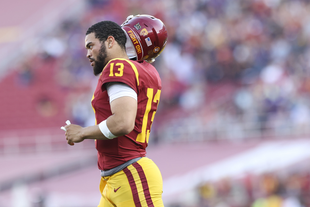 USC quarterback Caleb Williams before the No. 24 Trojans' 52-42 loss to No. 5 Washington on Nov. 4, 2023.