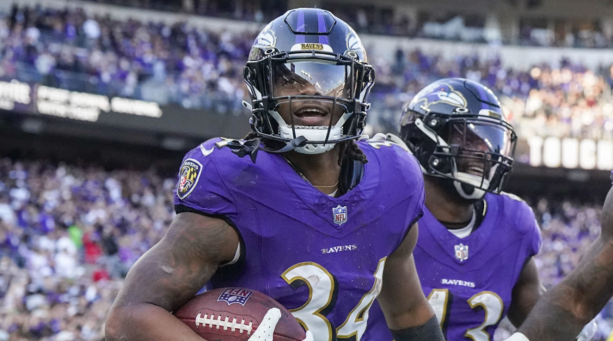 Baltimore Ravens running back Keaton Mitchell