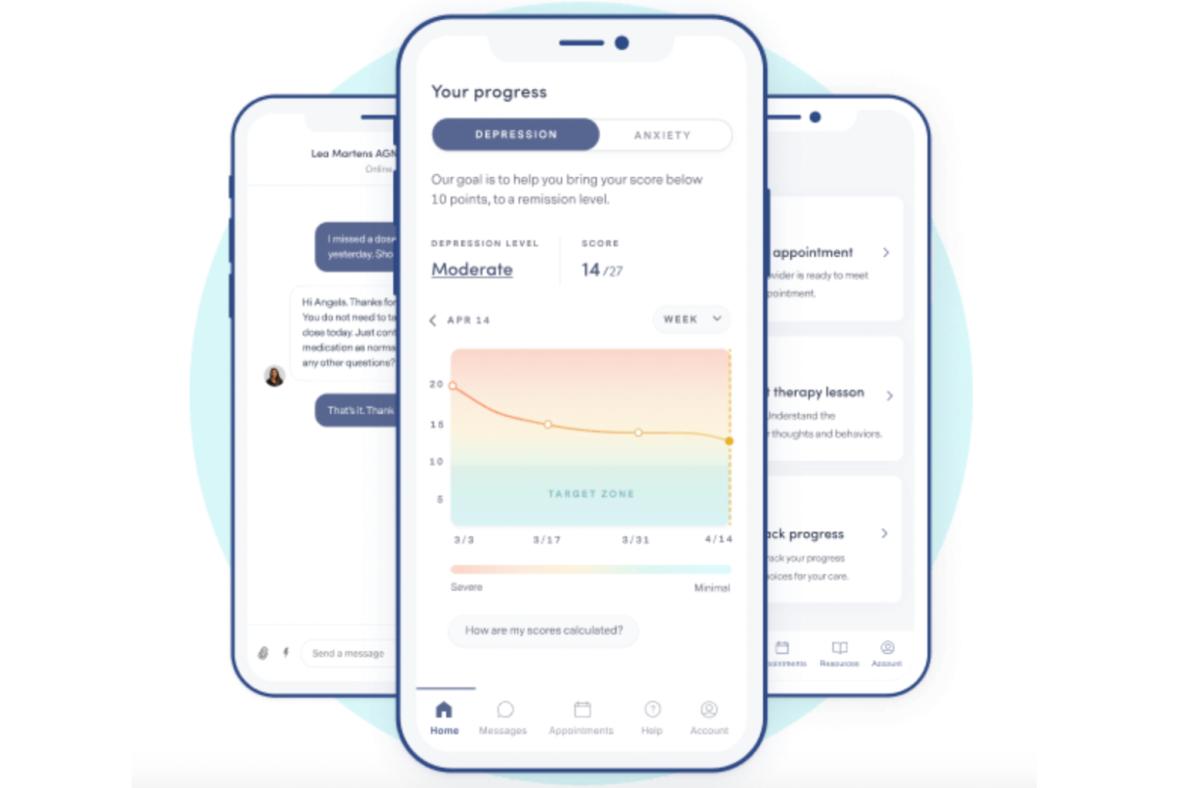 The user interface of the BrightSide Health app
