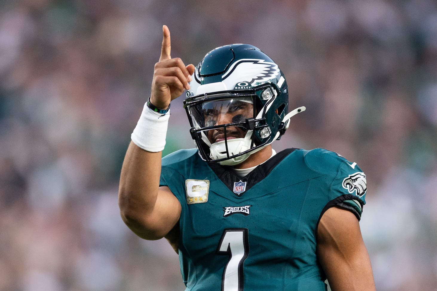 Eagles quarterback Jalen Hurts has the Eagles at 8-1 at the midway point of the 2023 NFL season.