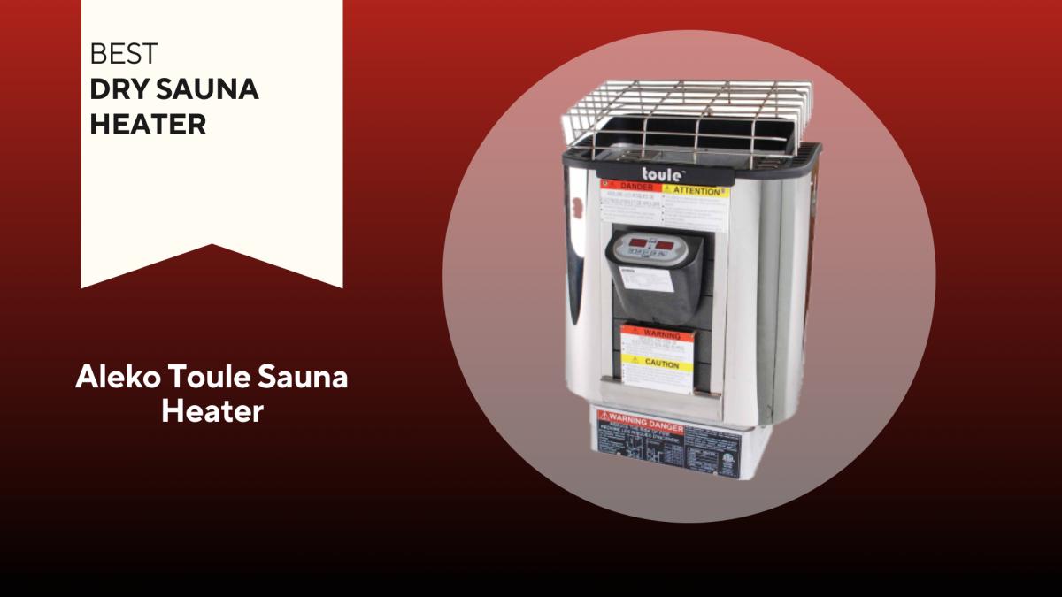 Aleko Toule Sauna Heater — a metal, box-shaped heater with a metal grate at the top