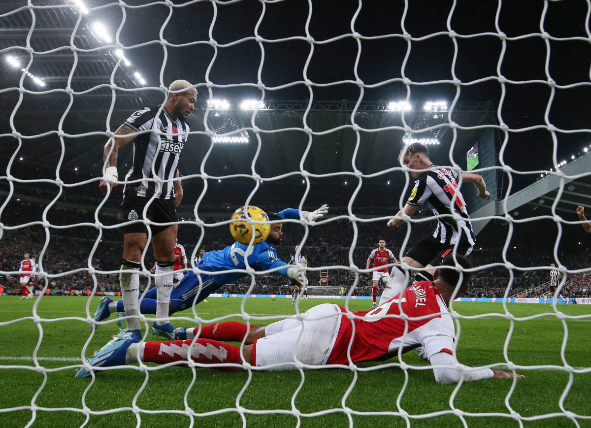 Anthony Gordon (right) pictured scoring Newcastle's winning goal in a 1-0 victory over Arsenal in November 2023
