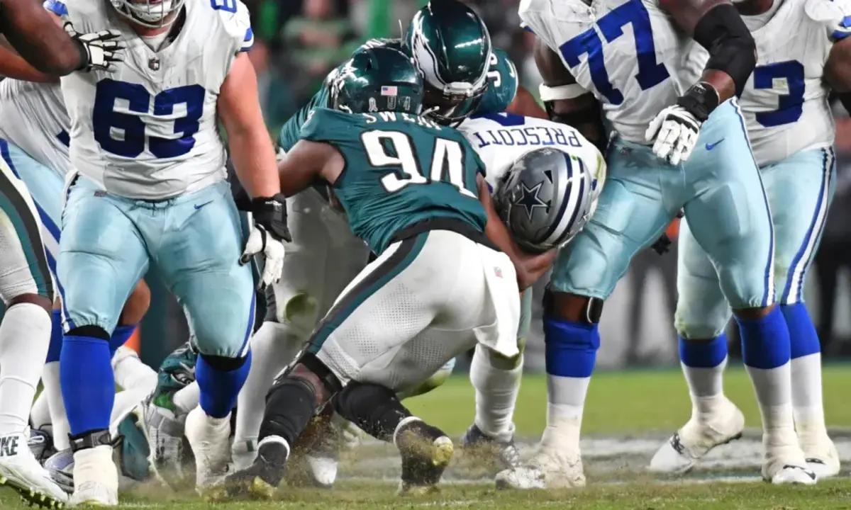 Josh Sweat recorded one sack against the Dallas Cowboys. 