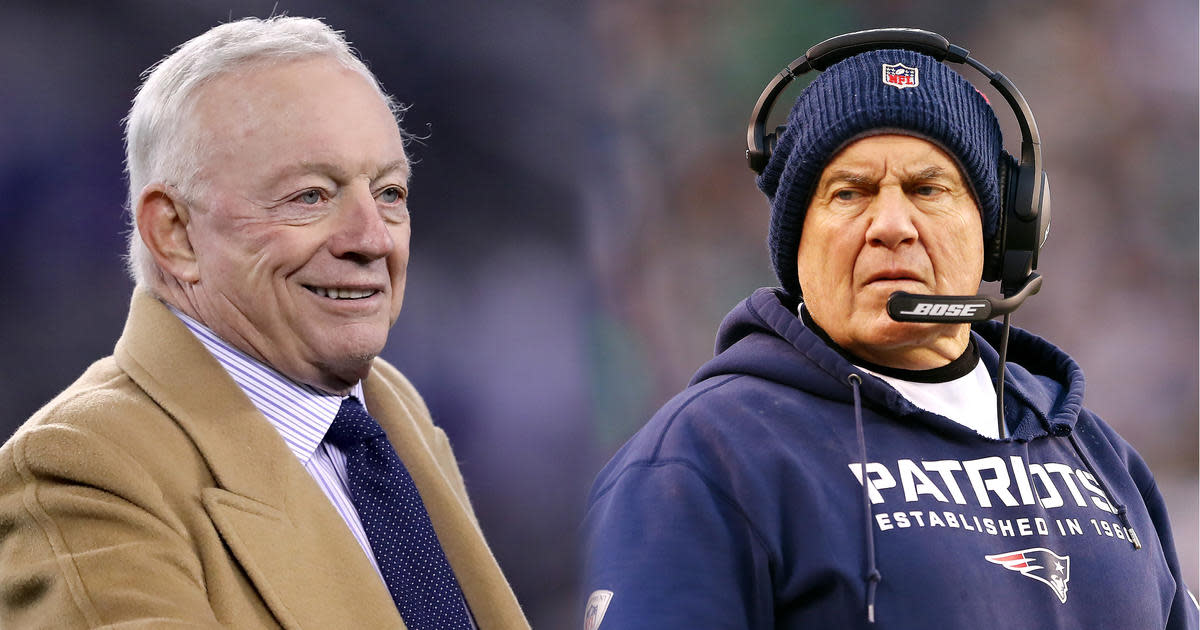 Dallas Cowboys owner Jerry Jones (left) and New England Patriots coach Bill Belichick (right). 