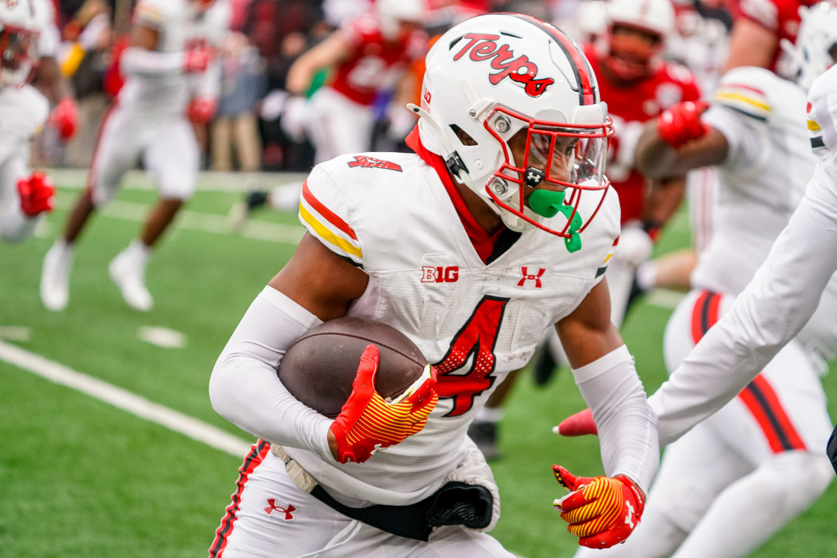 Tarheeb Still interception return 4Q 2023 Nebraska vs Maryland football USATSI_21873822