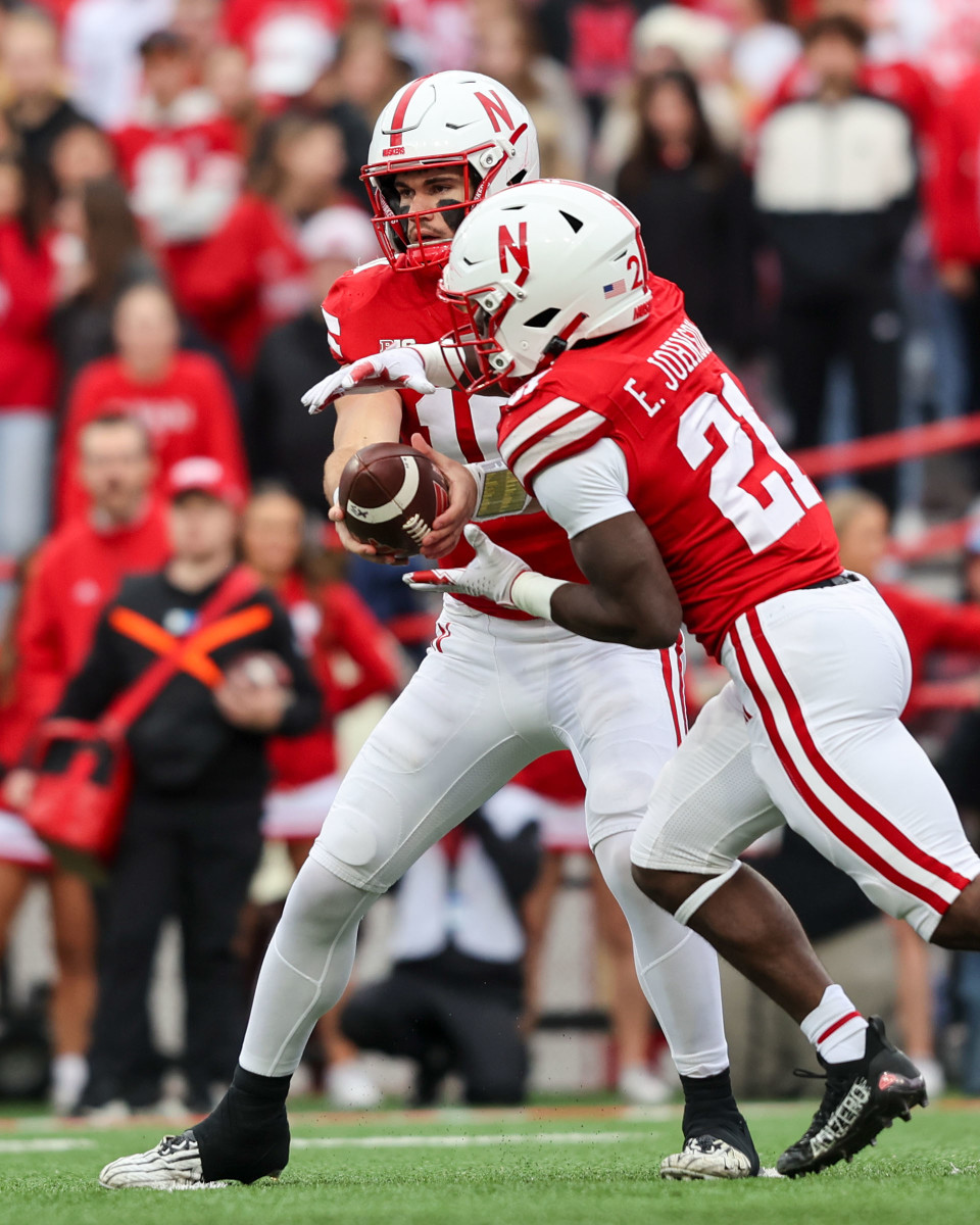 Haarberg Heinrich Haarberg and Emmett Johnson 2023 Nebraska-Maryland football