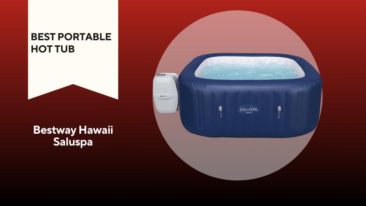 Bestway Hawaii blue inflatable spa on red background
