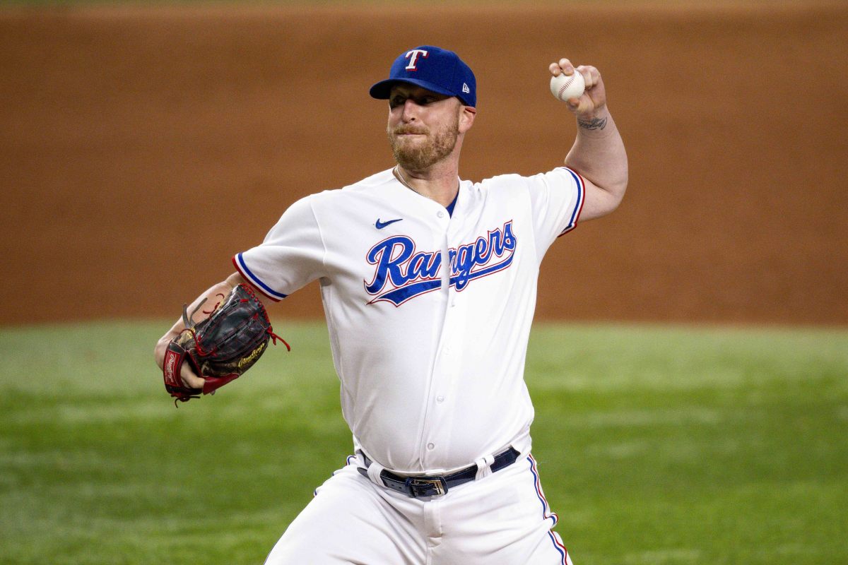 Texas Rangers relief pitcher Will Smith in action during a game against the Los Angeles Angels at Globe Life Field.