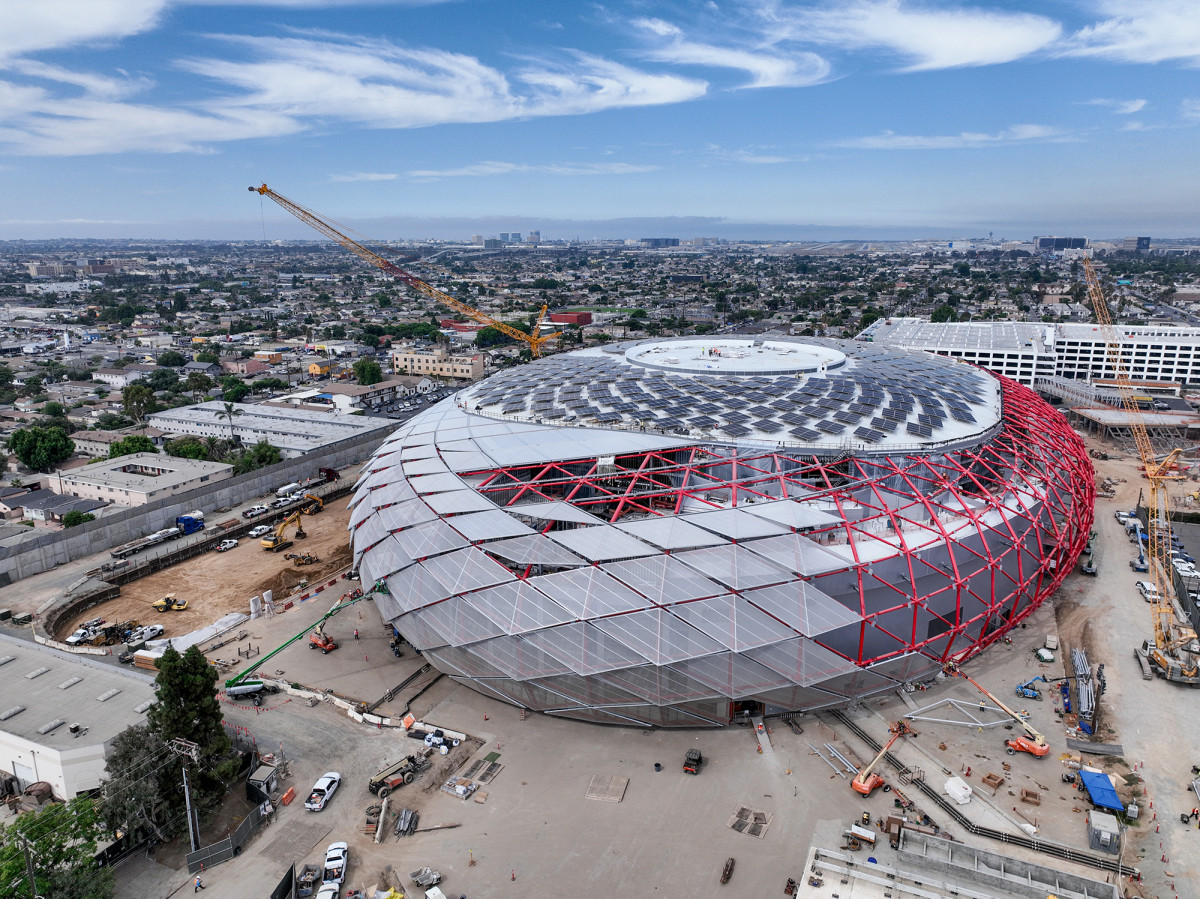 Construction for Clippers’ new Intuit Dome in Inglewood, California.