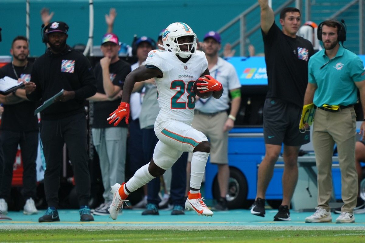 Miami Dolphins rookie running back De'Von Achane's speed has provided a spark to their offense.