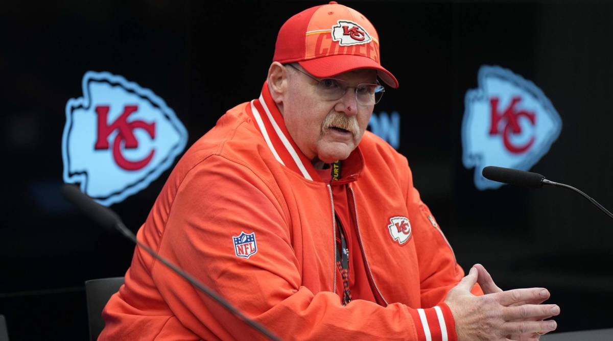 Chiefs head coach Andy Reid speaks with the media during a press conference.