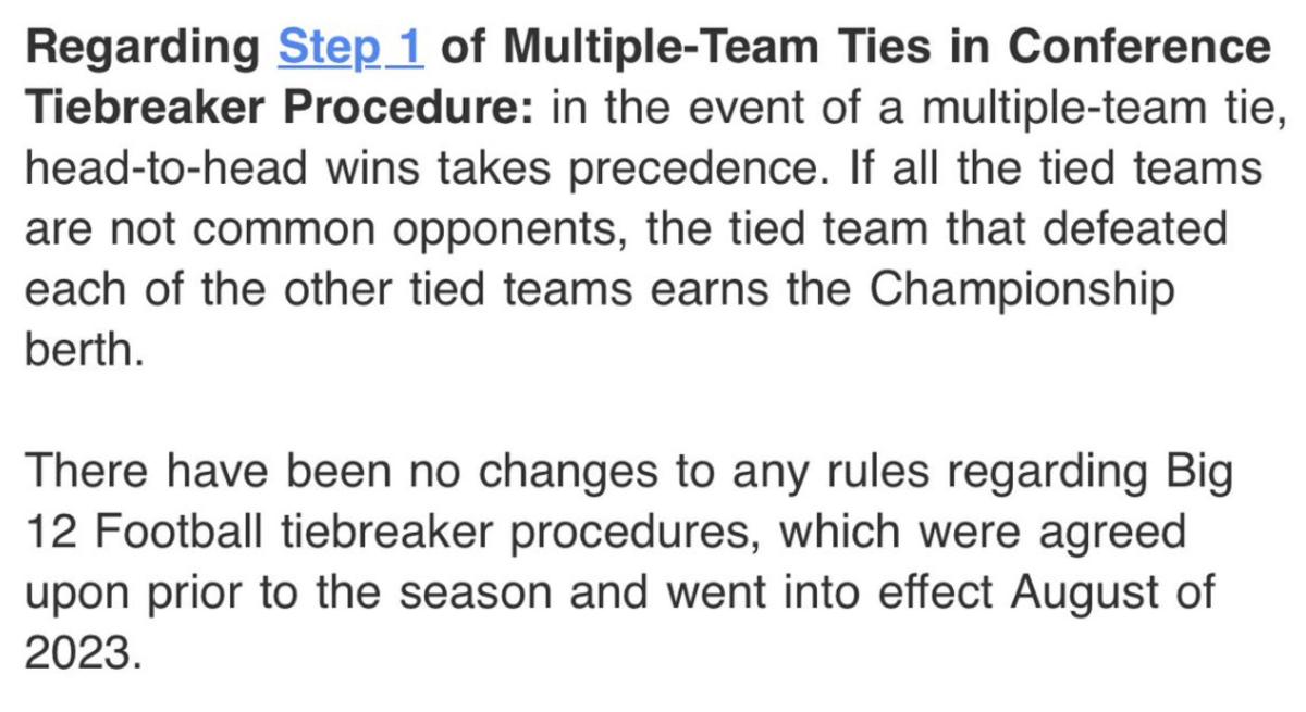 Big 12 tiebreaker rule