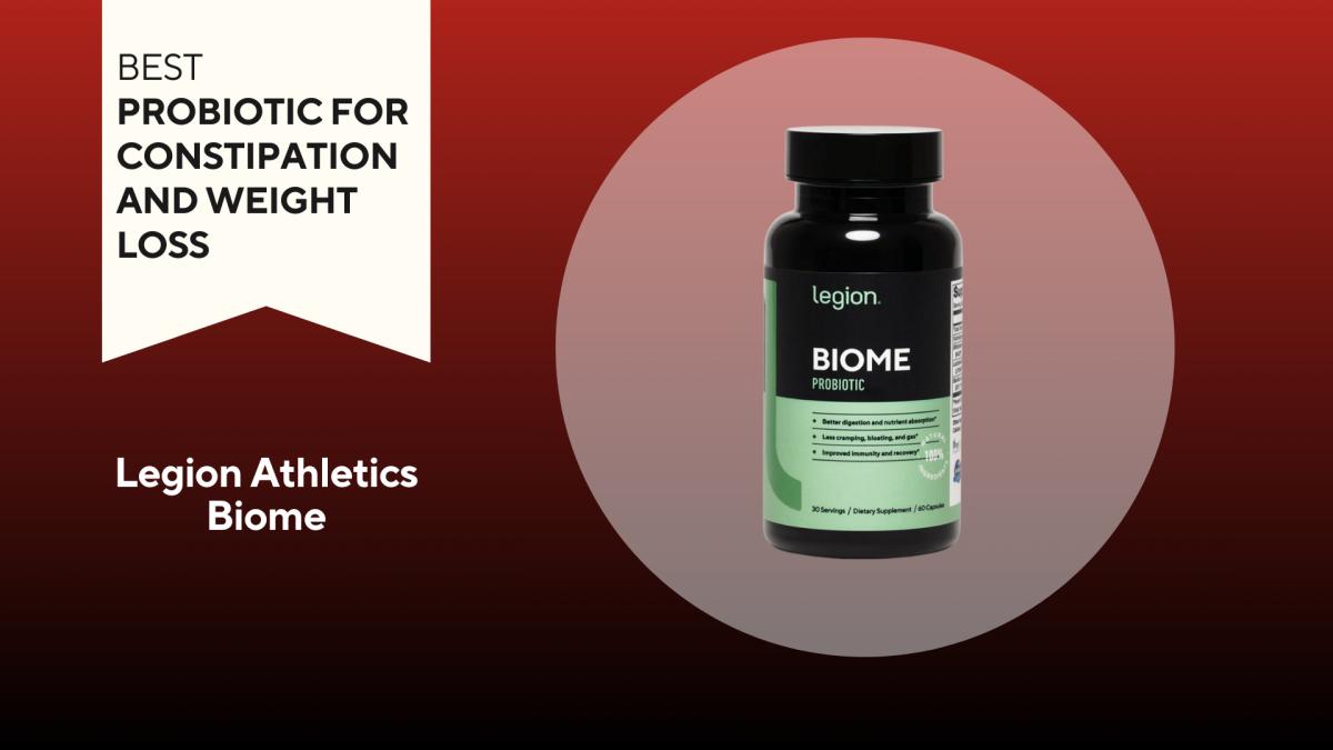 A black and green bottle of Legion Athletics Biome probiotics