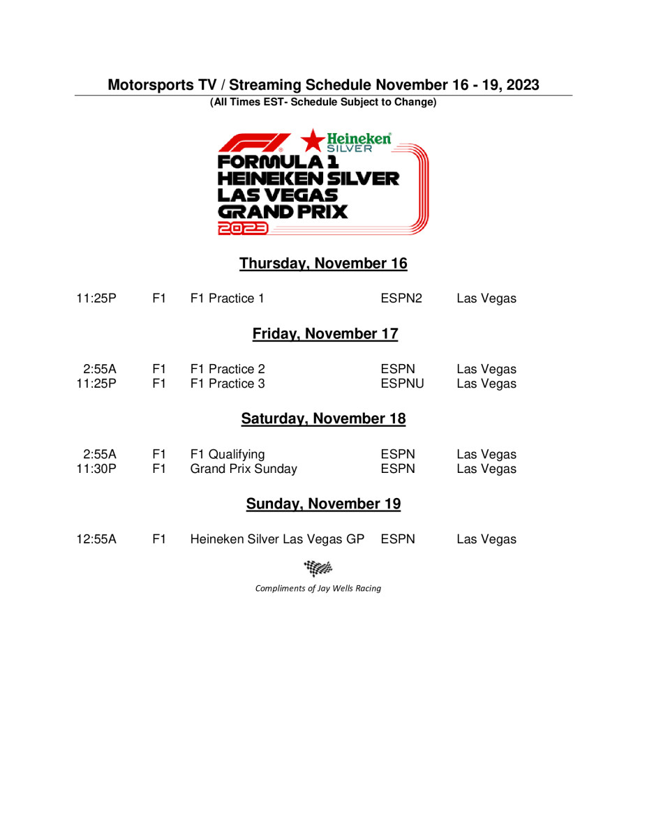 23Motorsports-TV-Schedule-November-16-19-SCHEDULE