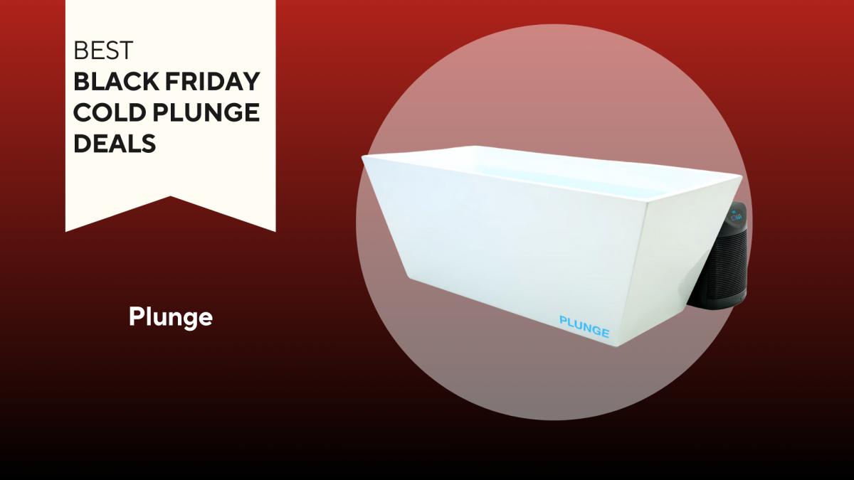 best black friday deals on cold plunge tubs with a plunge cold plunge tub on a red background