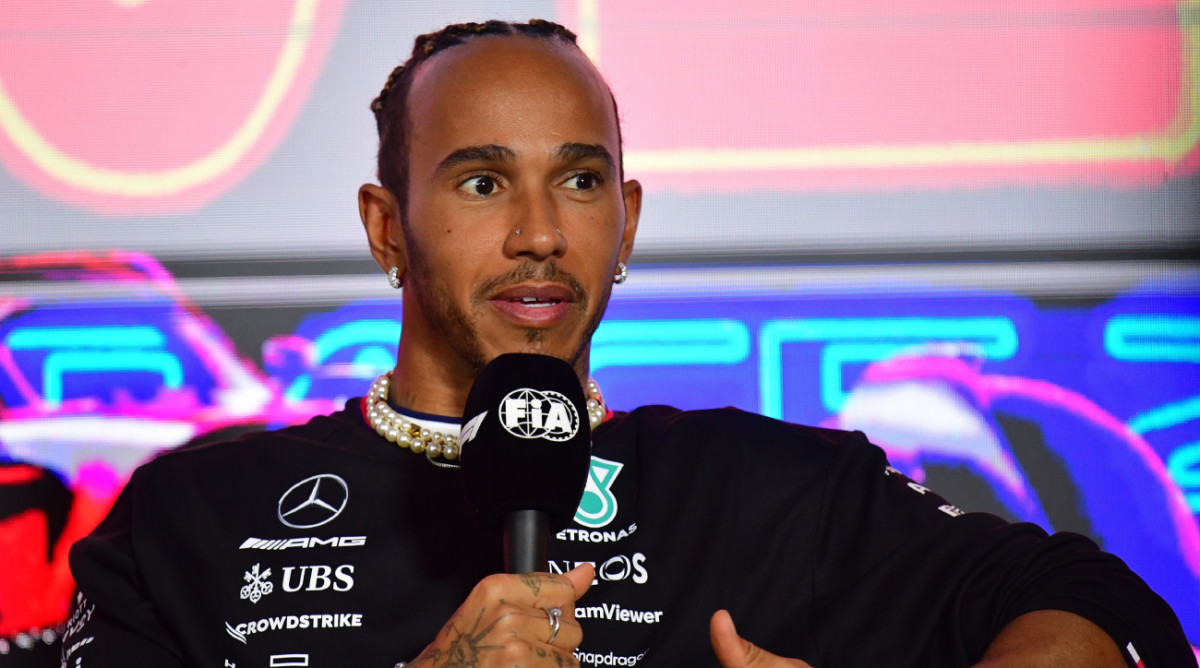 F1 driver Lewis Hamilton discusses the upcoming Las Vegas Grand Prix.