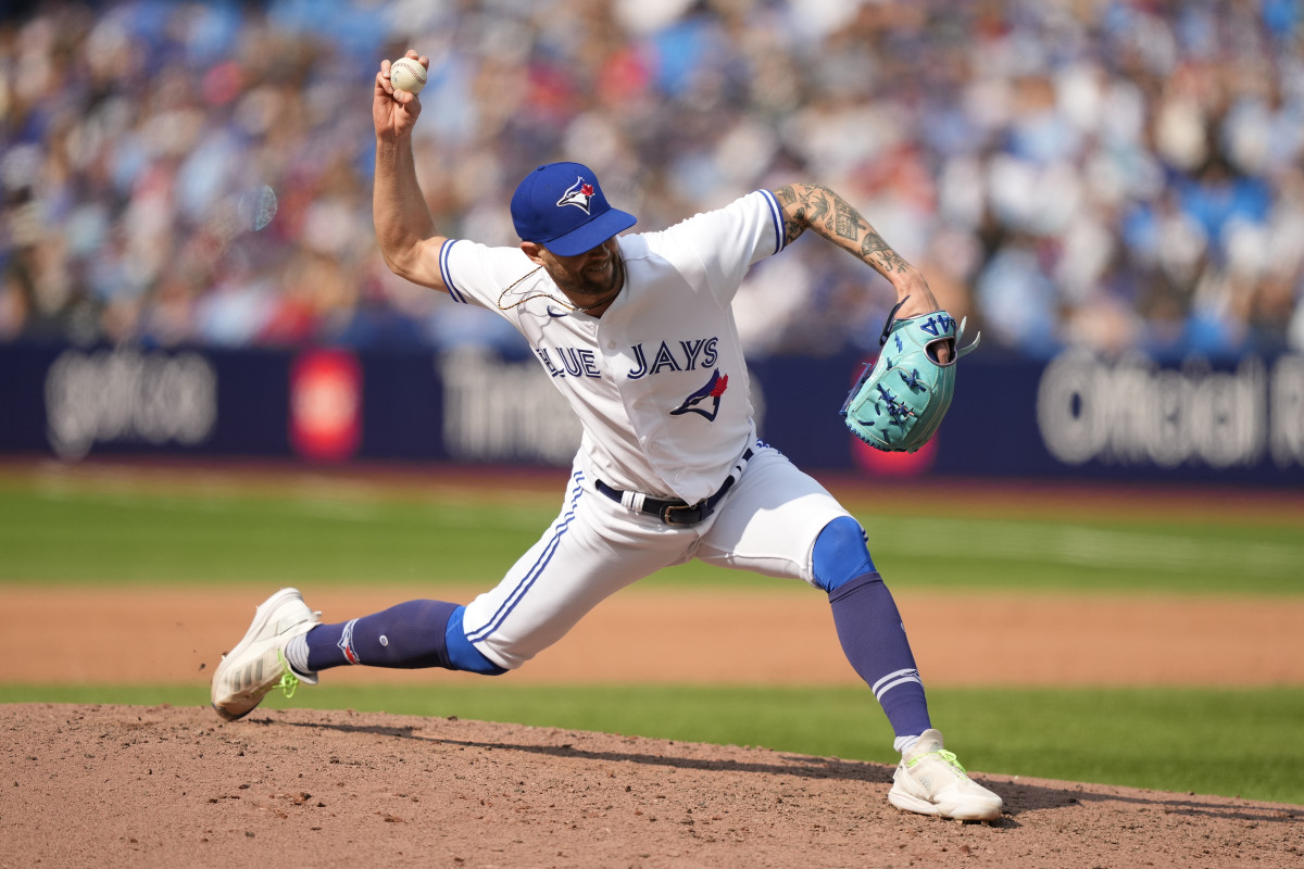 Jun 10, 2023; Toronto, Ontario, CAN; Toronto Blue Jays pitcher Adam Cimber (90) throws against the Minnesota Twins during the eighth inning at Rogers Centre.