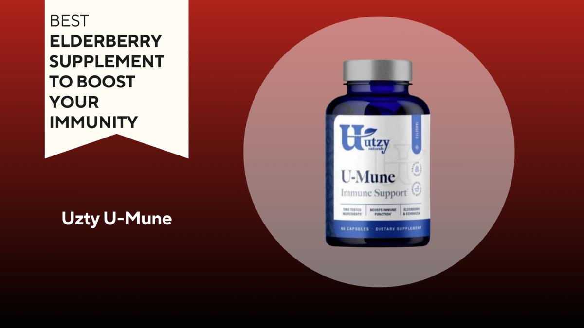 A blue bottle of Utzy U-mune immune support supplements, our pick for the best elderberry supplement to boost your immunity