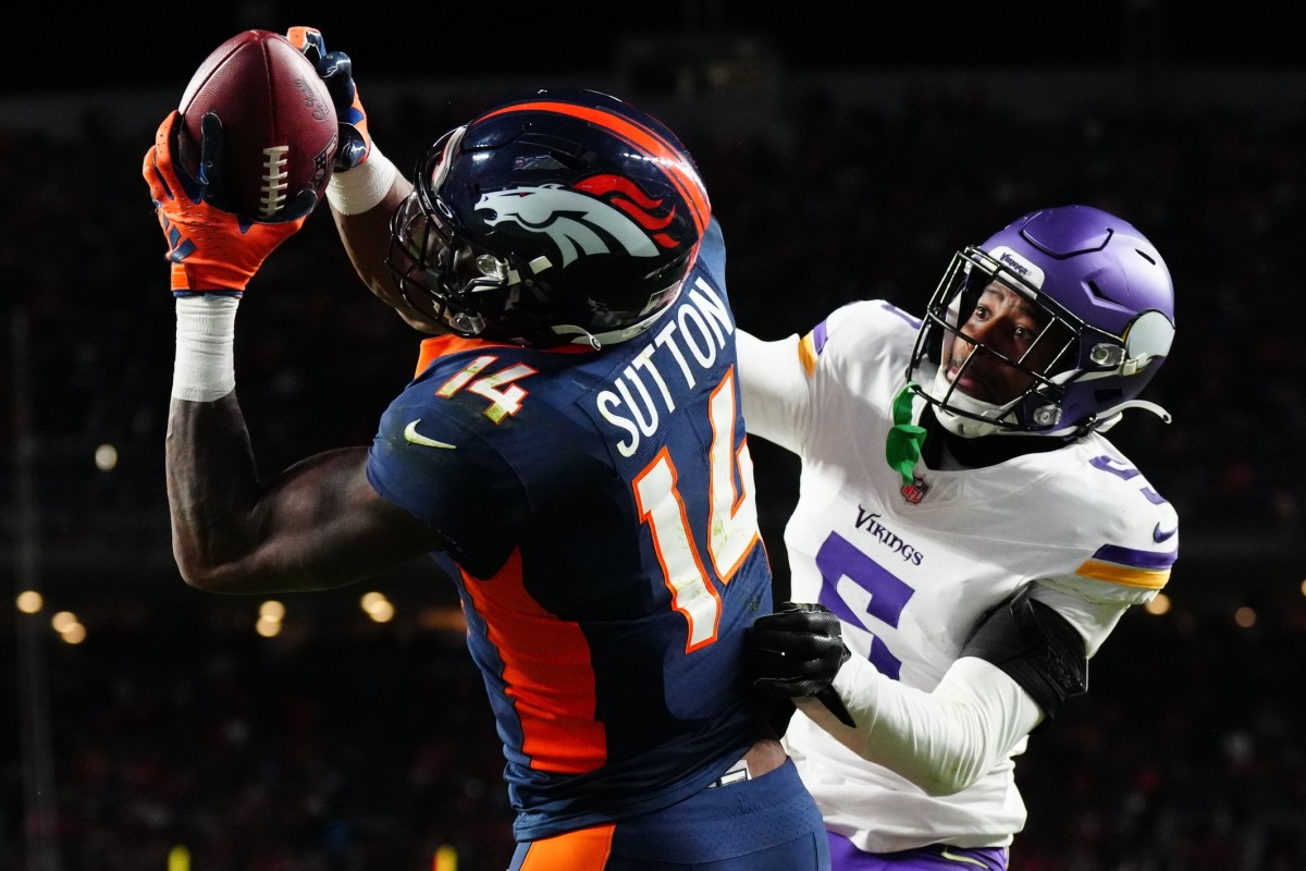 Broncos receiver Courtland Sutton pulls in the game-winning touchdown against the Vikings in Week 11.