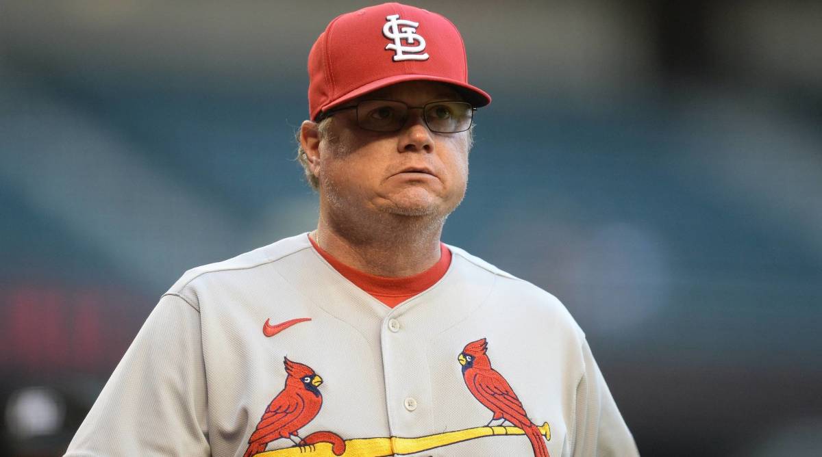 Former Cardinals manager Mike Shildt looks on during a game.