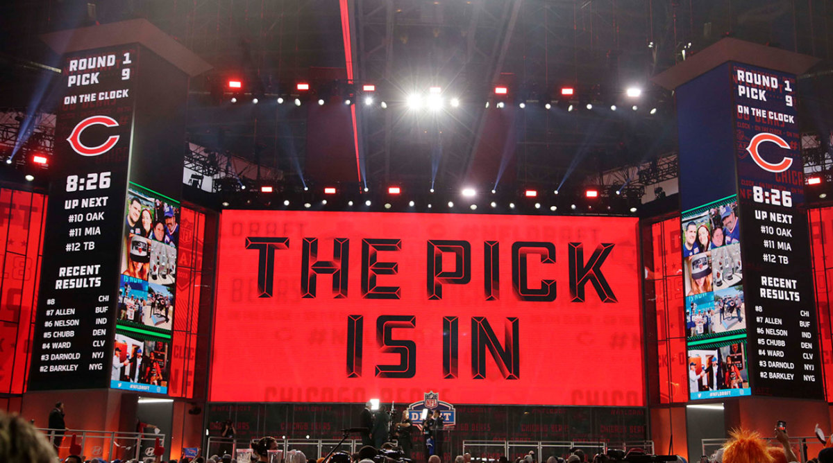A graphic at the NFL draft shows that the Bears have made a pick
