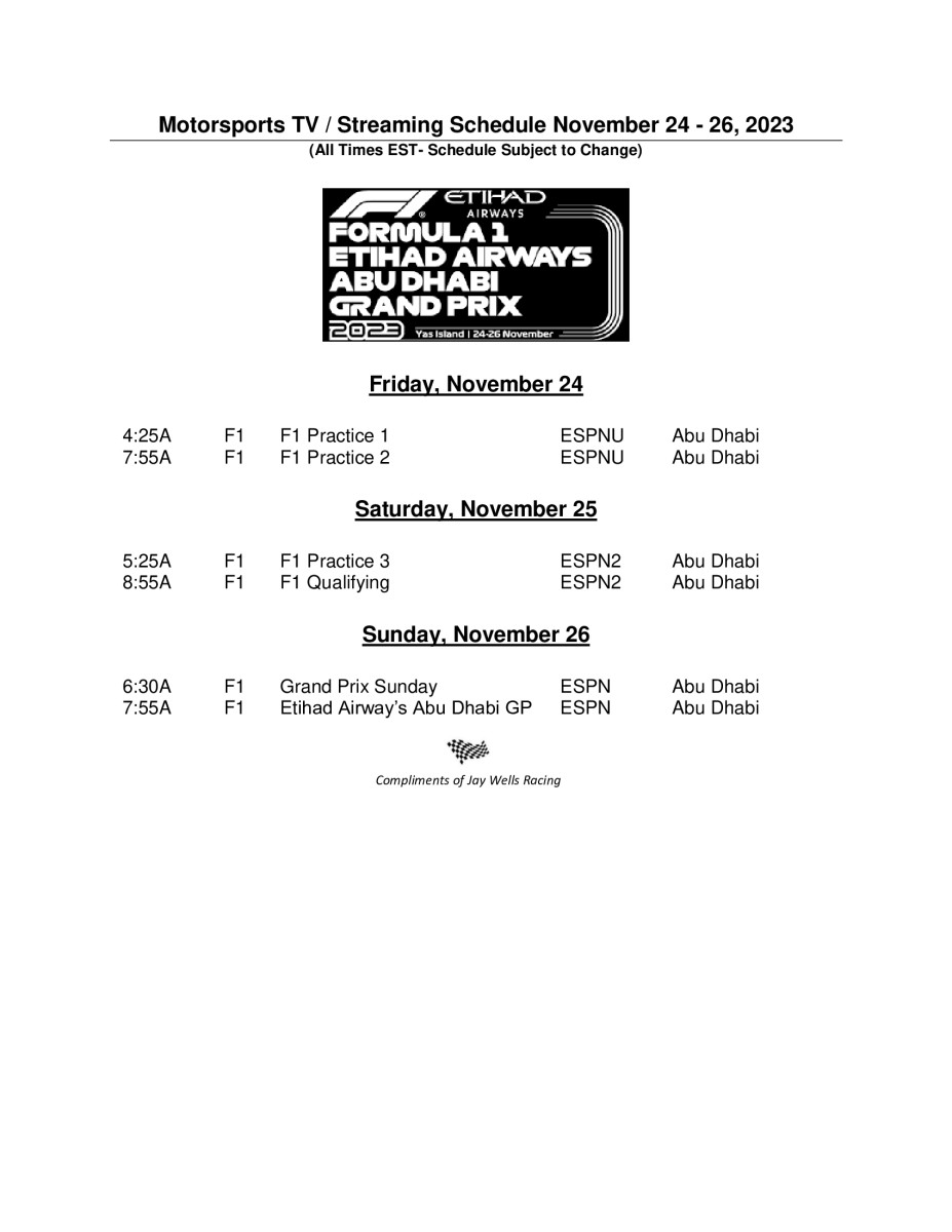 23Motorsports-TV-Schedule-November-24-26