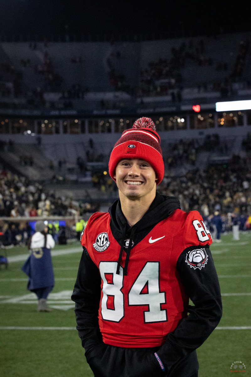 Georgia WR Ladd McConkey missed the matchup vs Georgia Tech with an ankle injury. Photo - Brooks Austin 