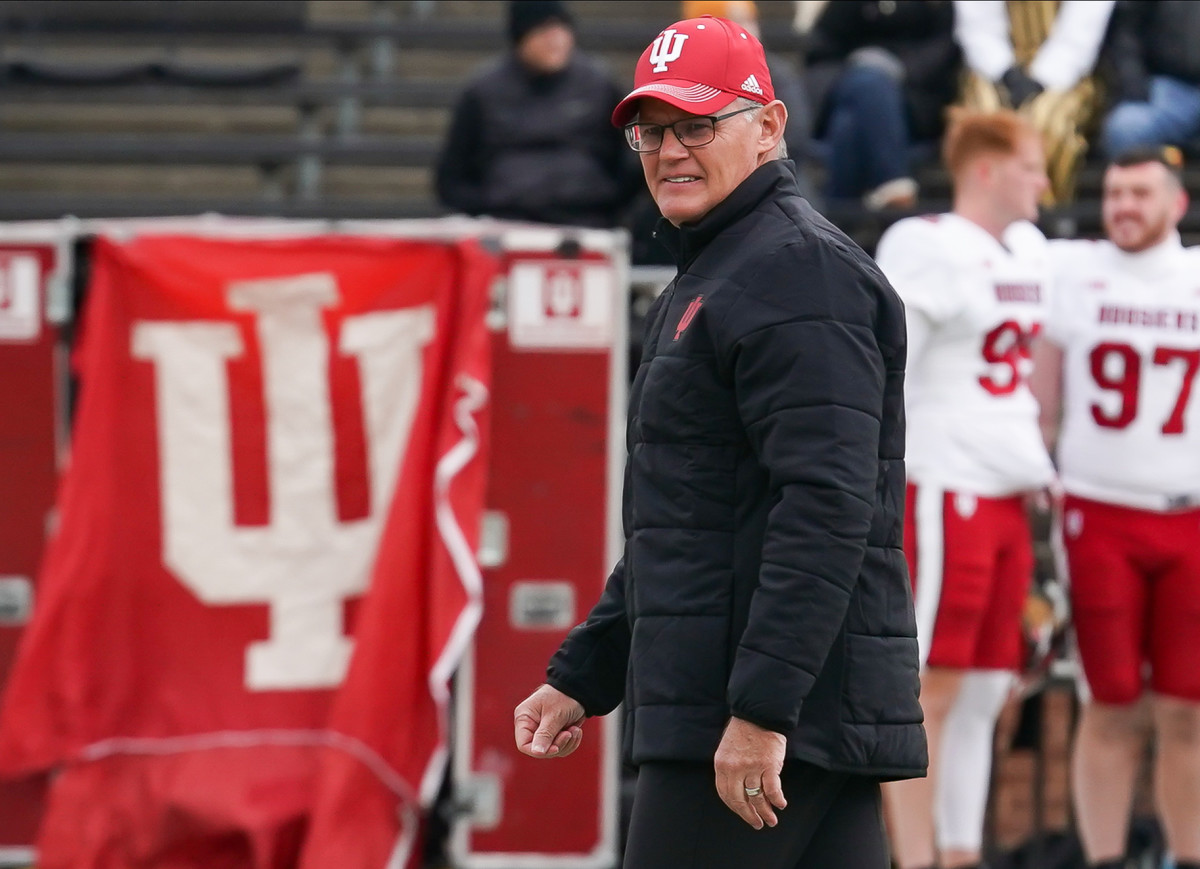 Nov 25, 2023; West Lafayette, Indiana, USA; Indiana Hoosiers head coach Tom Allen walks on the field prior to the start of the game at Ross-Ade Stadium. Mandatory Credit: Robert Goddin-USA TODAY Sports