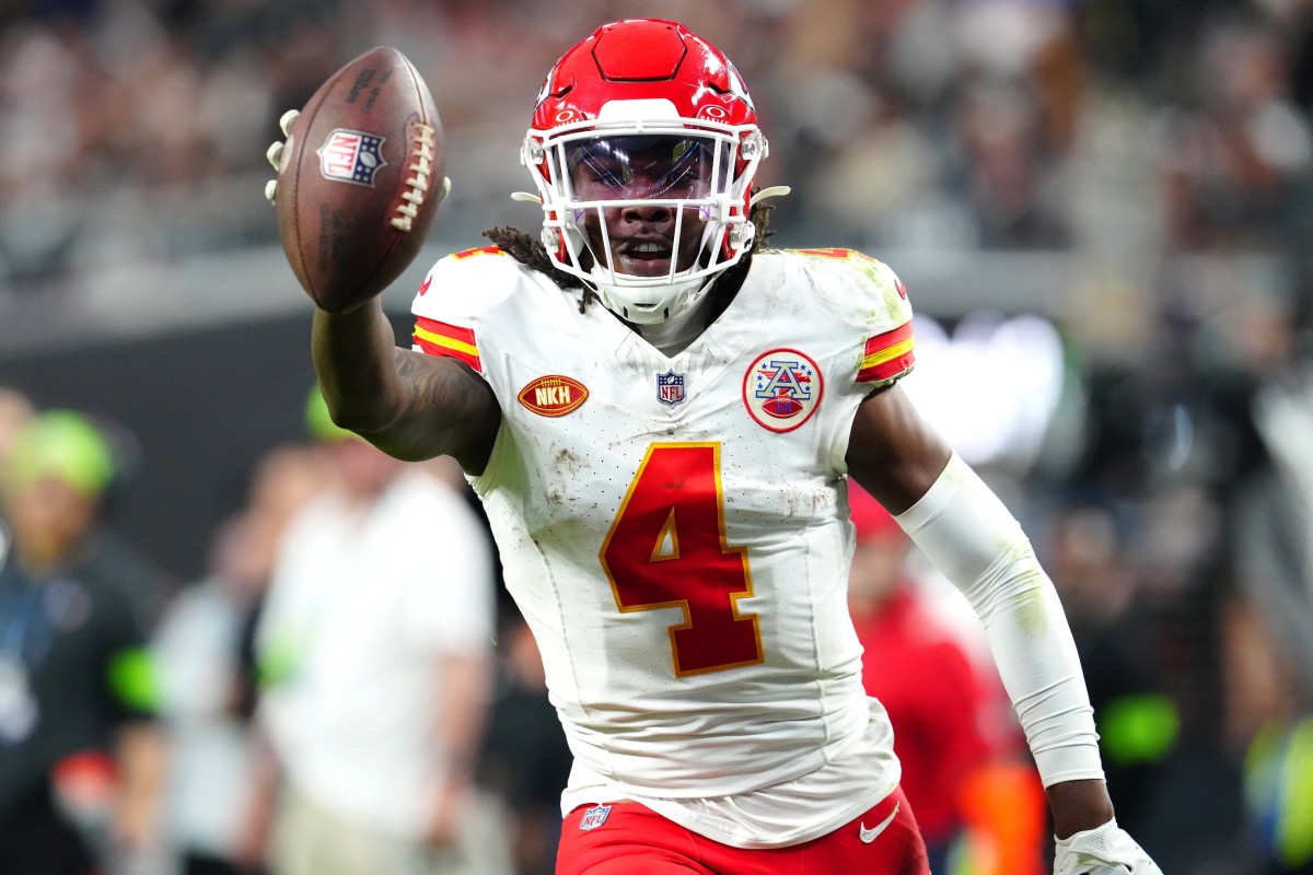 Chiefs rookie receiver Rashee Rice had eight catches for 107 yards and a touchdown against the Raiders in Week 7.