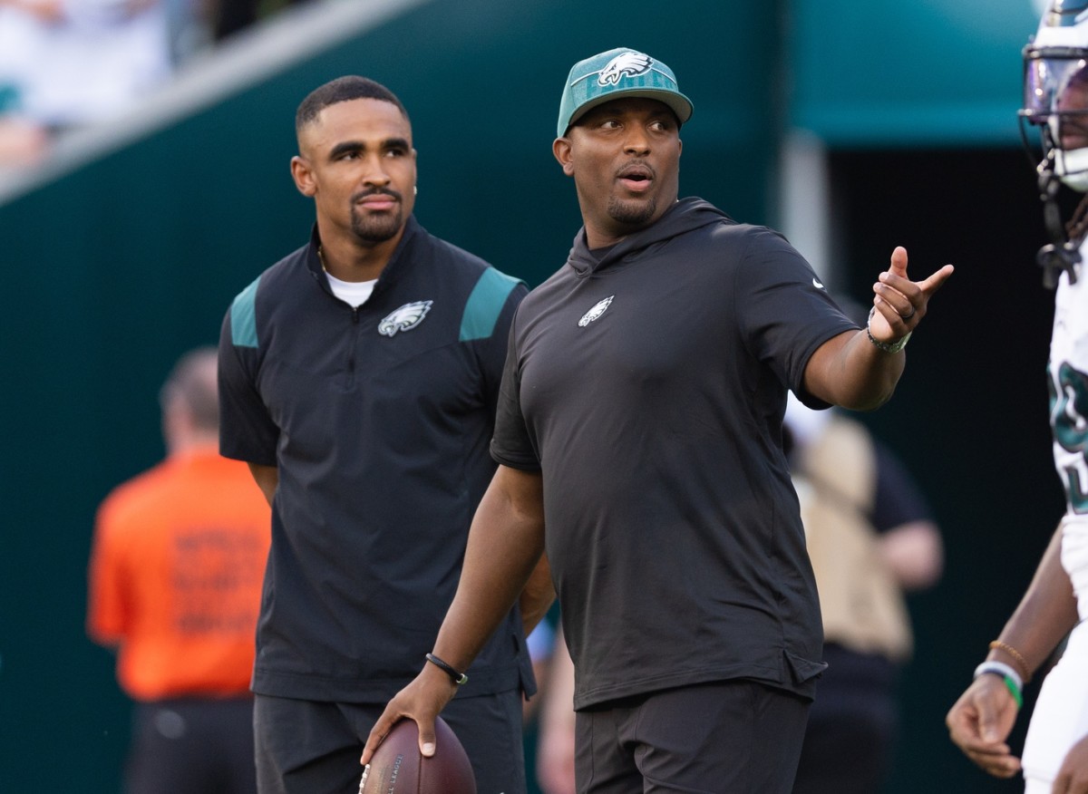 Eagles offensive coordinator Brian Johnson could be a candidate to replace Frank Reich in Carolina.