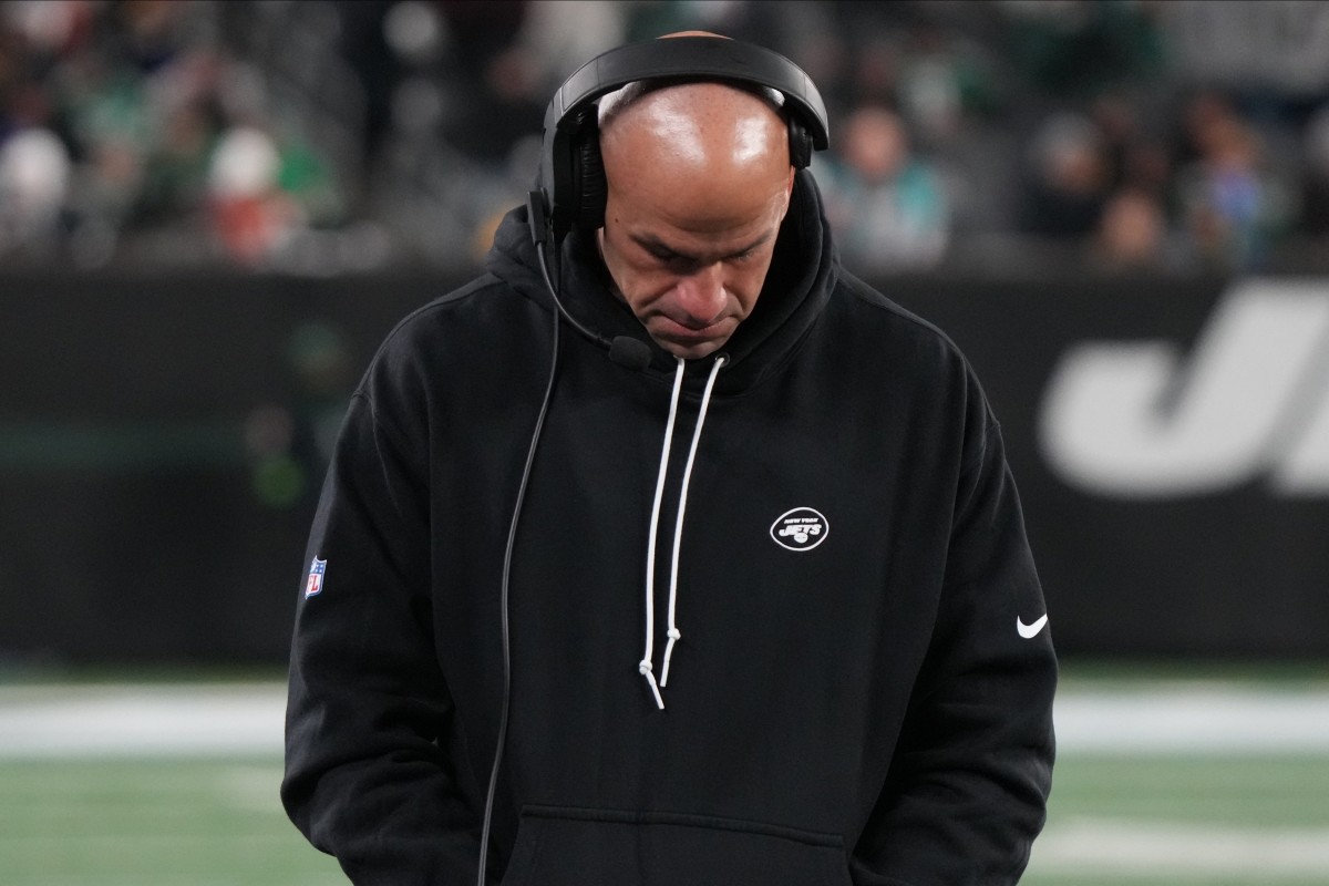 Jets' head coach Robert Saleh appears frustrated after a loss to Miami