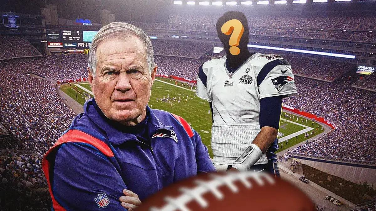 New England Patriots coach Bill Belichick (left) and mystery quarterback (right). 