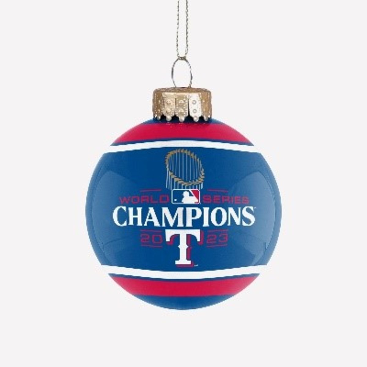 Texas Rangers 2023 World Series Champions Glass Ball Ornament