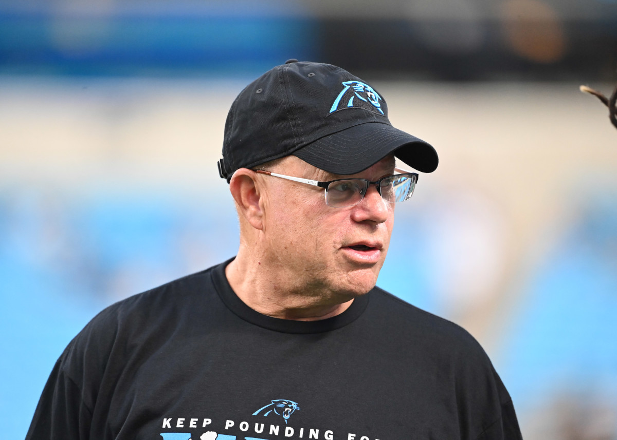 Panthers owner David Tepper wearing a Panthers hat