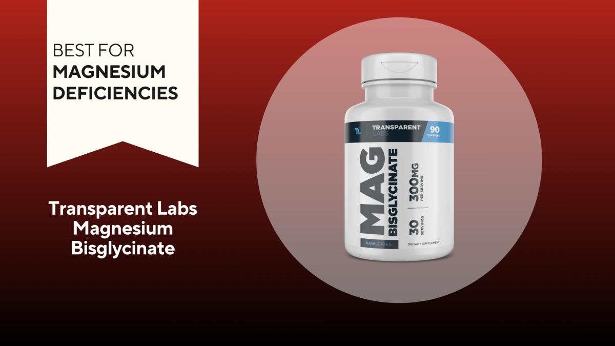 An image of a bottle of Transparent Labs Magnesium against a red background.
