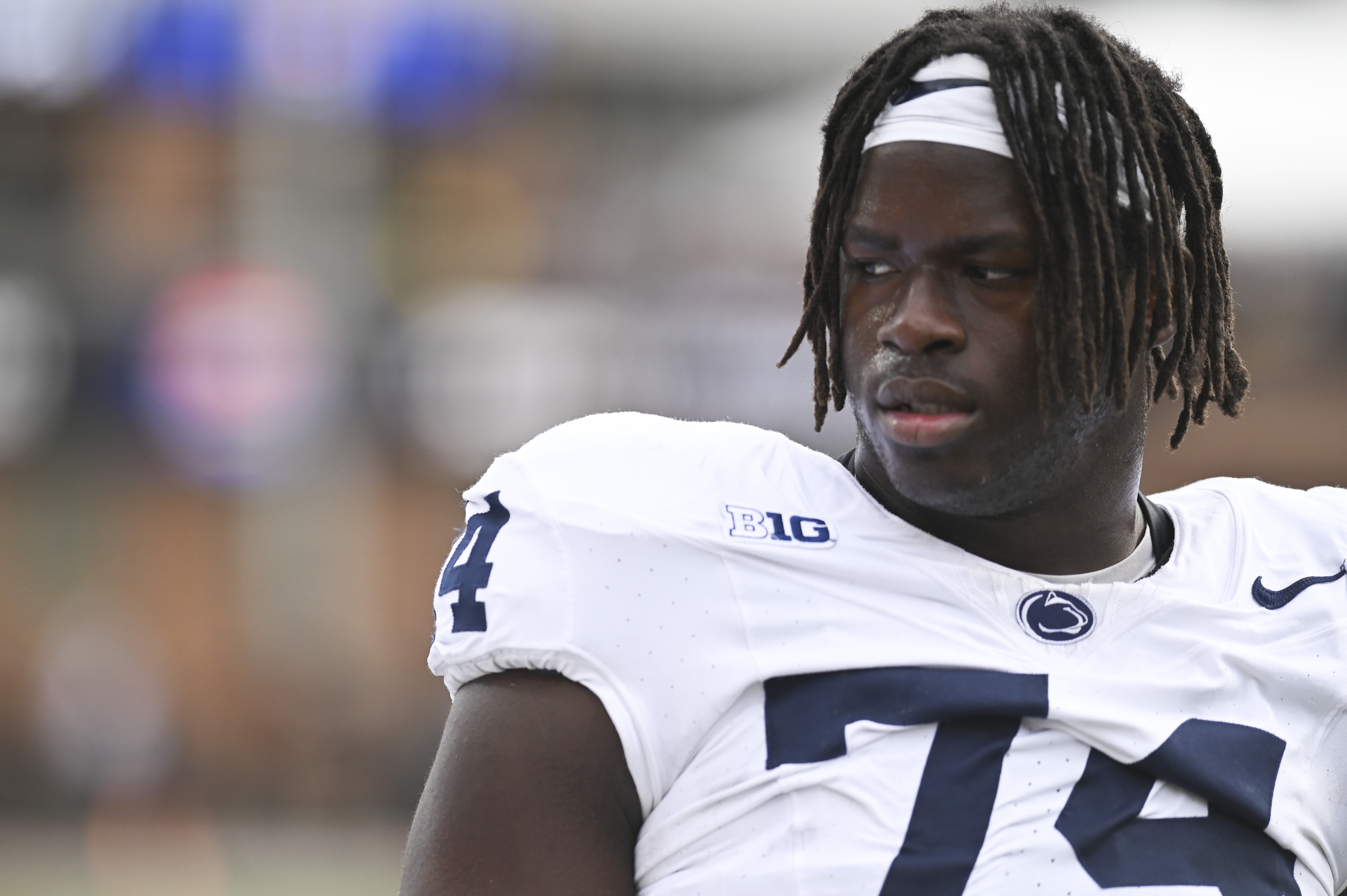 Penn State offensive tackle Olu Fashanu is selected by the Washington Commanders in a 2024 NFL Mock Draft. 