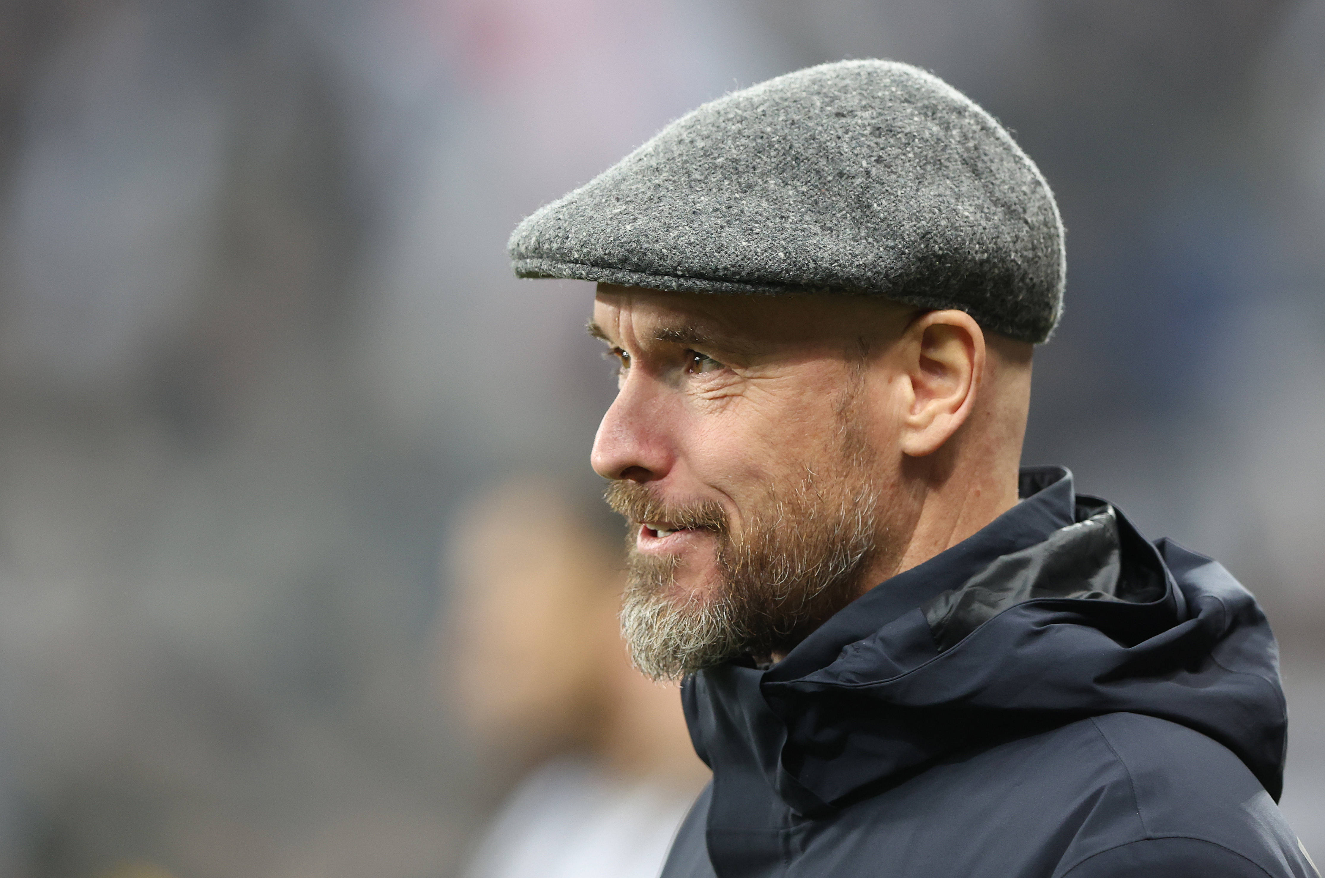 Manager Erik ten Hag pictured during Manchester United's 1-0 defeat at Newcastle in December 2023