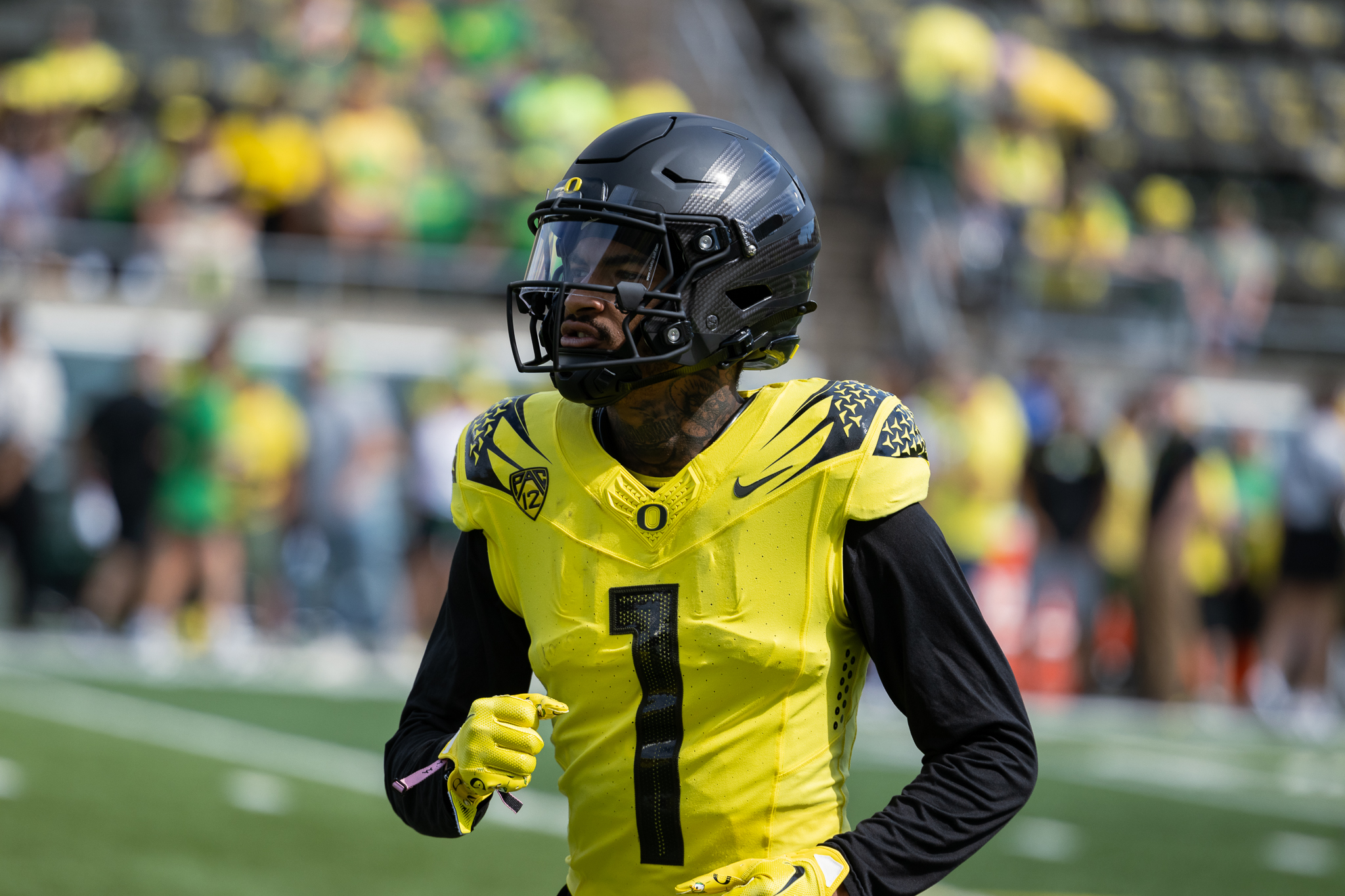 Oregon Ducks wide receiver Kris Hutson ahead of a game against the Portland State Vikings.